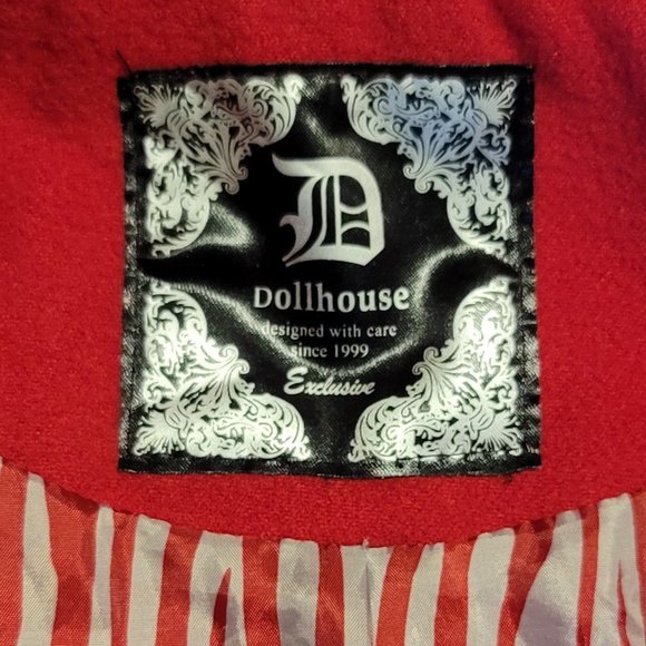 Dollhouse Pea Coat Double Breasted Red Size Medium - Picture 4 of 4